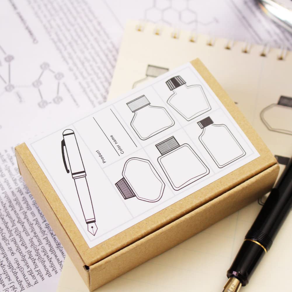 Fountain Cute Wooden Stamp Color Stylish Letter Sticky Made In Japan Pen, Ink, Stamp, Set, Swatches, List, Cards, Paper, Notes, Stationery, Gift,