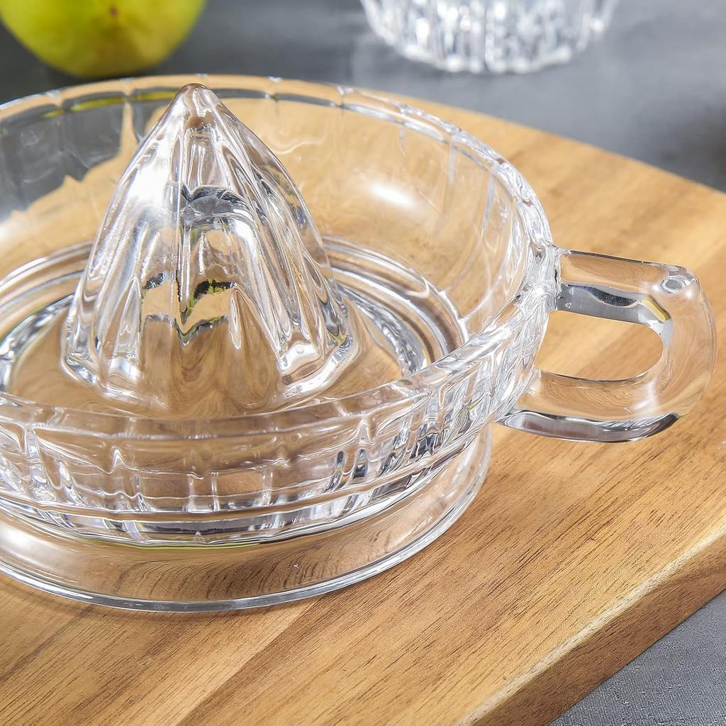 YGHQAP Glass Lemon Squeezer Manual Citrus Juicer with Handle and Pour Spout Clear Hand Press Juicer Manual Hand Squeezer for Fresh Fruit Juice Orange