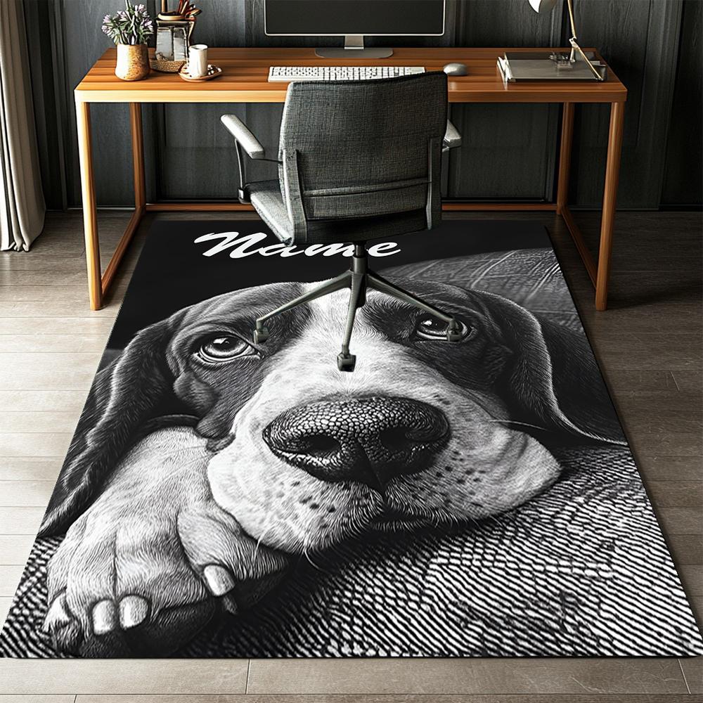 Custom Name Dog Printed Carpet,Rug for Office Chair Living Room Bedroom Kitchen Room Decor Gifts.