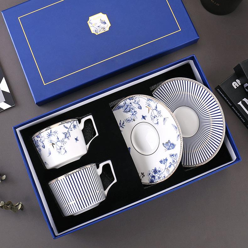 

FLORIS Європейський Розкішний Набір для Післяобіднього Чаю з Кістяного Фарфору - Керамічна Кавова Чашка, Блюдце та Тарілка