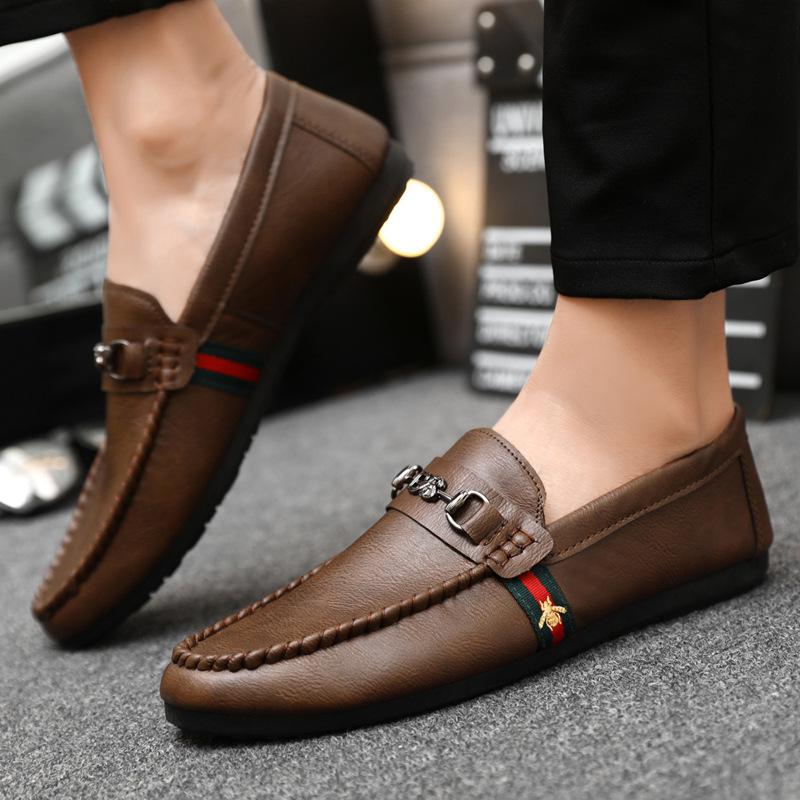 Интернет-знаменитости Весна лоферы шапки на толстой подошве мужские трендовые вождение — фото 4