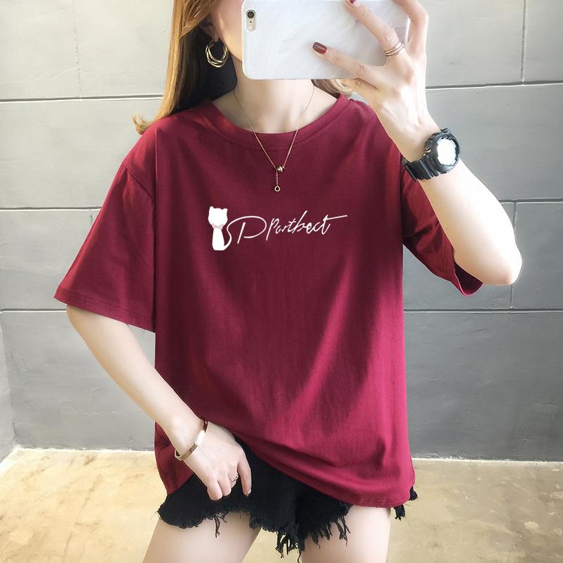 Summer pure cotton Casual loose student T Shirt Women's Y2k Tops Harajuku funny cartoon print Short Sleeve T-shirts Women