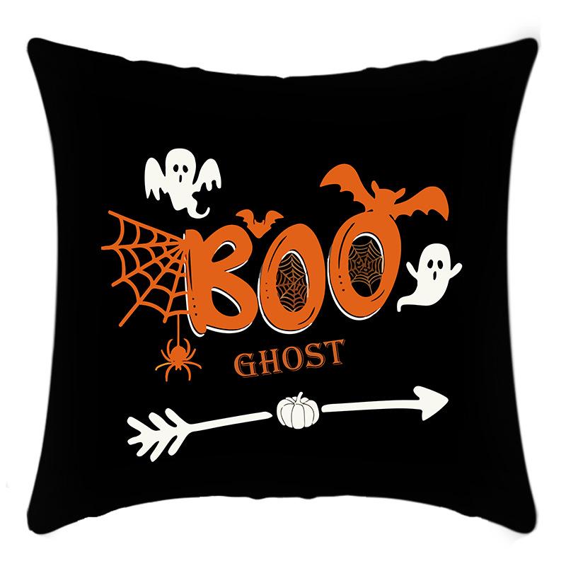 Black and White Pumpkin Pillowcase Cartoon Printed Pillow Halloween Home Decoration Polyester Pillowcase