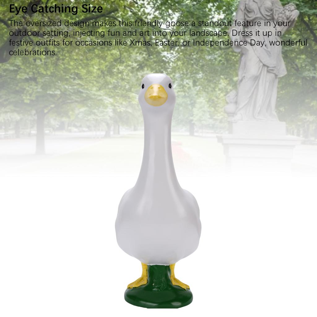 Garden Goose Statue Goose Outdoor Sculpture Resin Lifelike Large Size White Goose Sculpture Ornament for Pool Yard Outdoor Decor