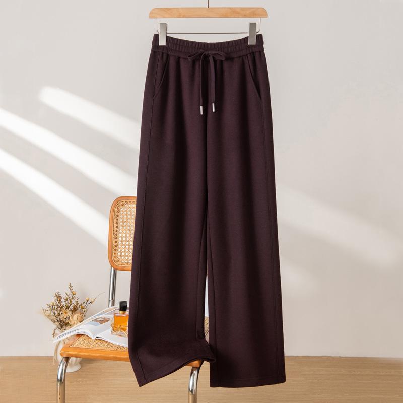 

2025 Пуюань Осень/Зима Брюки прямого кроя из смесовой мериносовой шерсти с кружевом для женщин Large