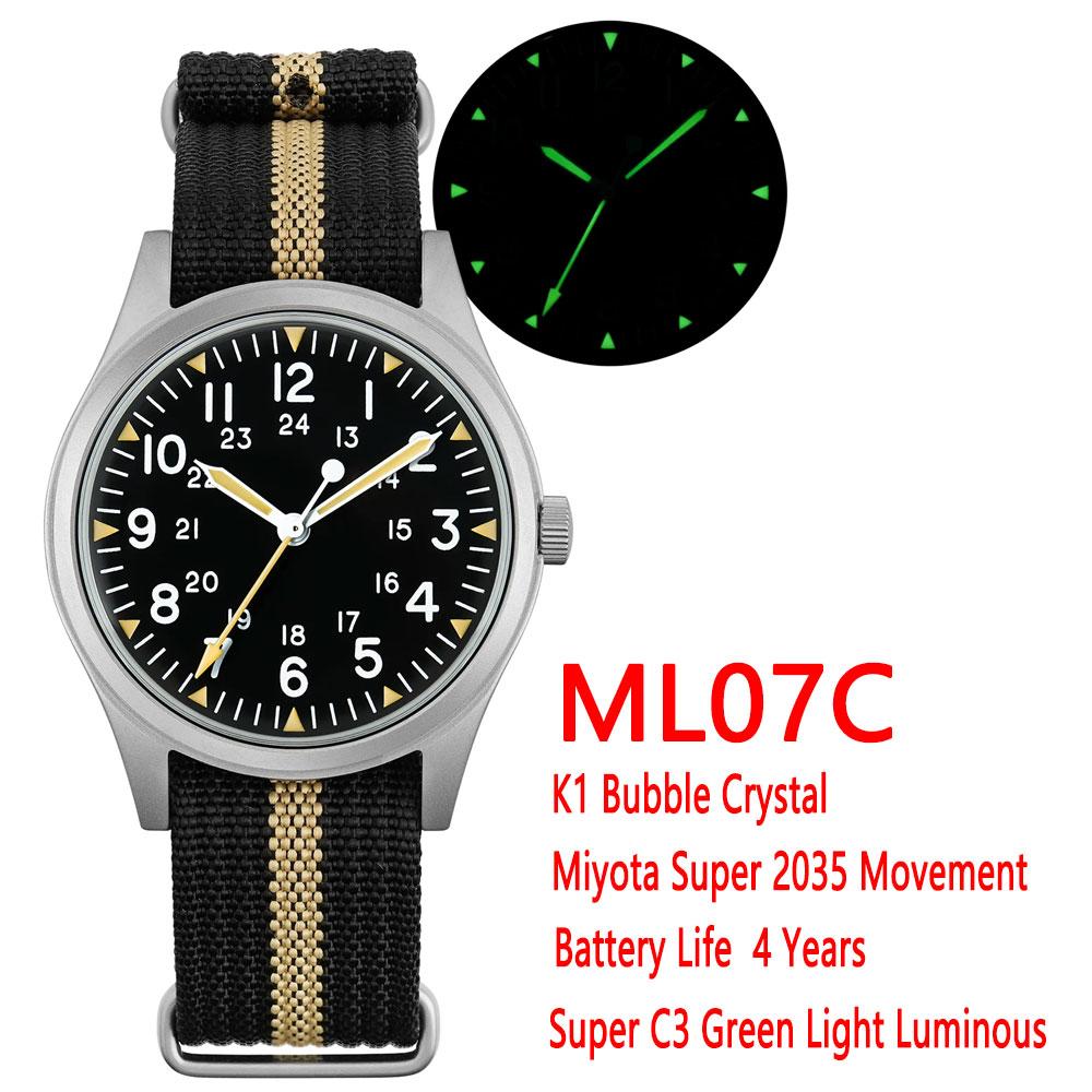 RDUNAE RA03&Militado ML07 Military Quartz Watch Vintage G10 Miyota 2035 Movement Watches K1 Glass Stainless Steel Wristwatch