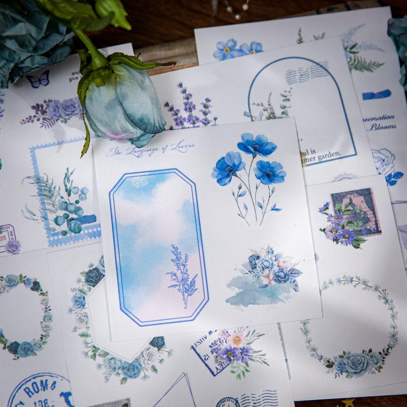 20 Sheets Per Pack Dual-material Die-cut Stickers Plant and Floral Main Images Plain Notebook DIY Scene Collage