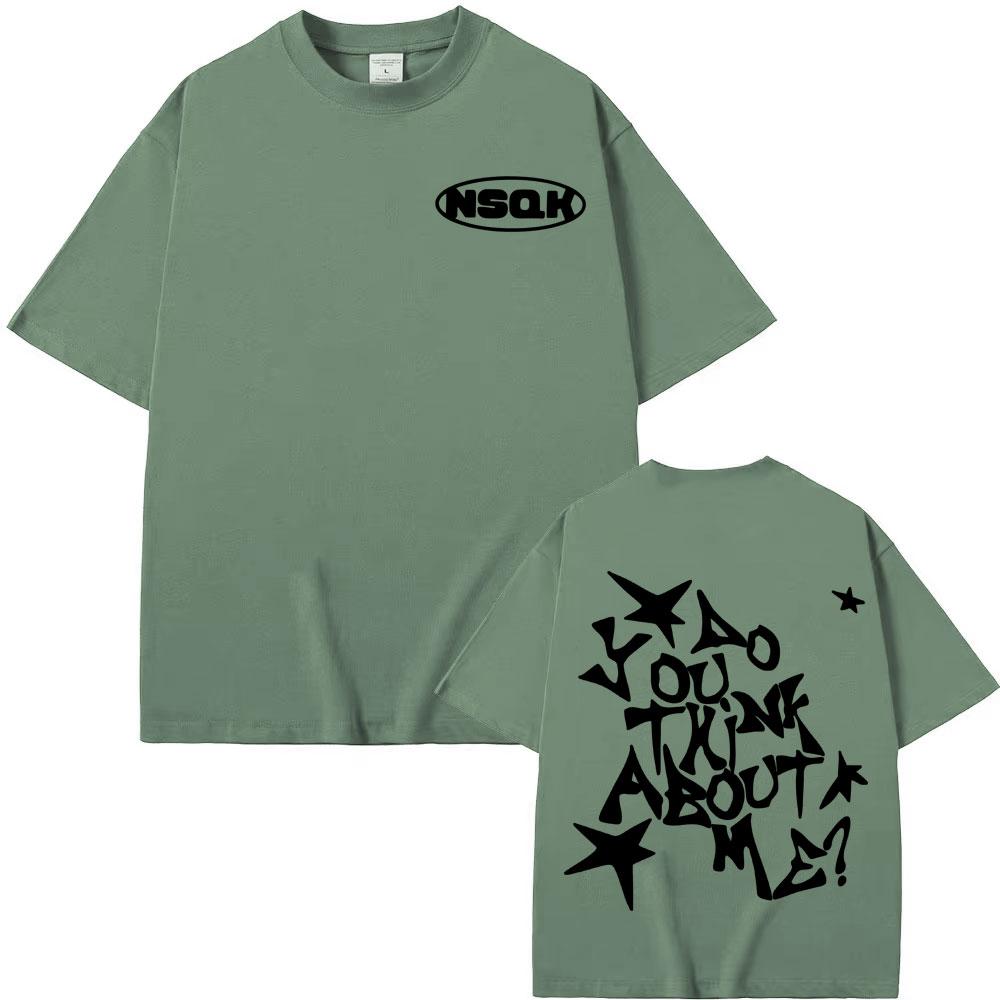 Rapper Nsqk Aoou Thnk about Me Album 2025 Merch T Shirt Men Women Fashion Retro Short Sleeve Oversized Cotton T-shirt Streetwear