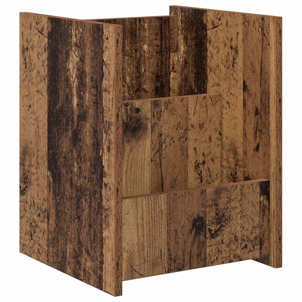 Magazine Rack with Shelf Reclaimed Wood Look 35 x 35 x 45 cm Wood Based Material