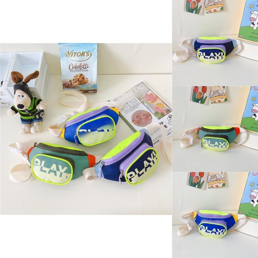 Trendy Blue Canvas Children's Crossbody Bag Stylish Sports Chest Pack For Kids