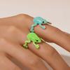 Modische grüne Frosch Offene Ringe für Damen Herren Kreativer Süßer Tier Verstellbarer Fingerring Zirkon Geburtstagsfeier Geschenke