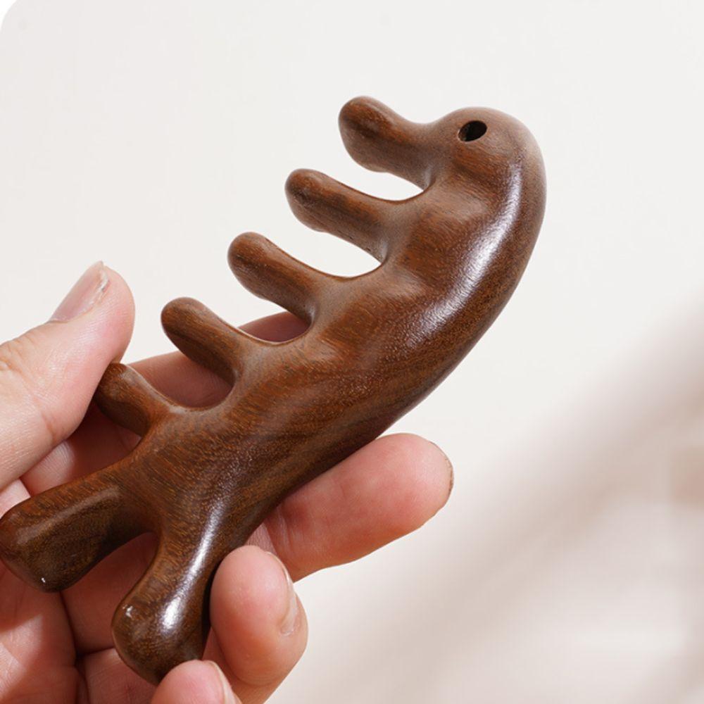 Hanging Head Massage Comb Five Teeth Wood Therapy Massage Comb  Body Massage