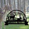 Personalized Deer Metal Family Name Sign, Matte Black Iron Wall Art for Indoor Outdoor