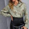 Long Style Temperament Long Sleeved Lapel Tiger Pattern Printed Shirt for Women