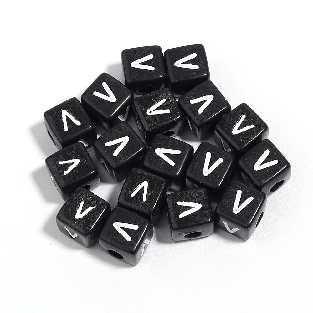 50-100 Stück Schwarze Acryl Buchstabenperlen A-Z Alphabetperlen Würfel Abstandshalterperlen Für DIY Armband Halskette Schmuckherstellung Zubehör