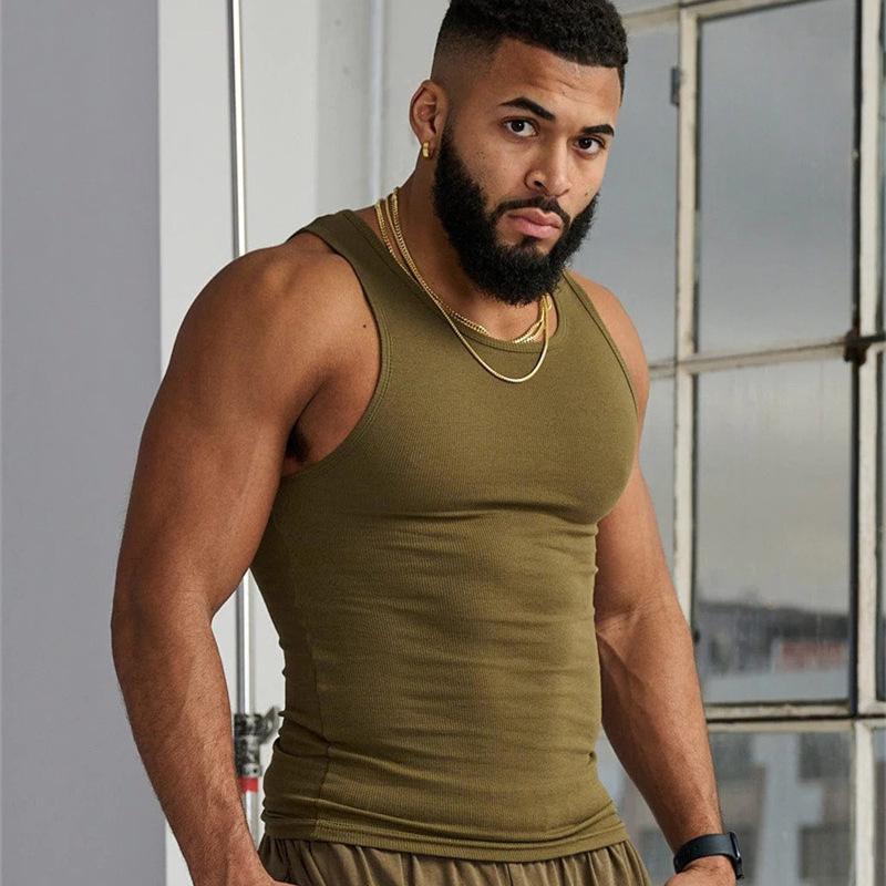 

Men s Ice Silk Y-Back Fitness Tank Top: Tight-Fit Summer Base Layer for Training & Casual Wear L