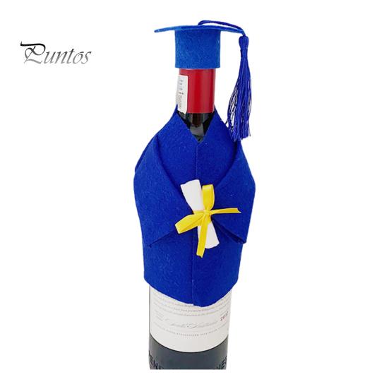 2 stk/sett Filt Konfirmasjon Vinjakke Flaskekork Vinkåpe Flasketrekk Sett Kjole Hatt Toppere med Mini Dusker Doktorfestdekorasjon