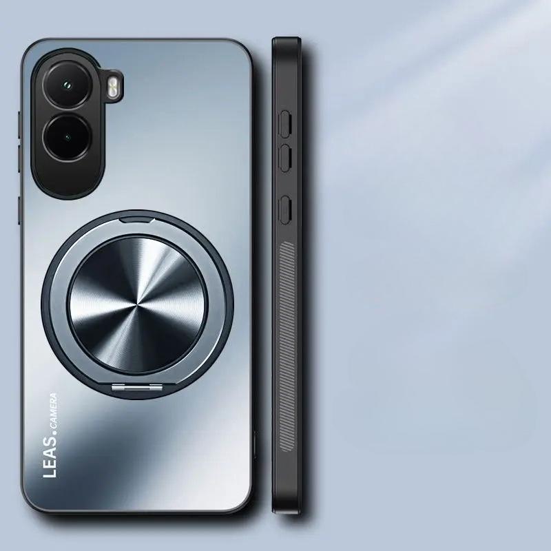 AG Matte Magnetic Case for POCO M7 4G 360° Rotating Ring Holder Wireless Charging Hard Cover for Xiaomi POCO M7 4G