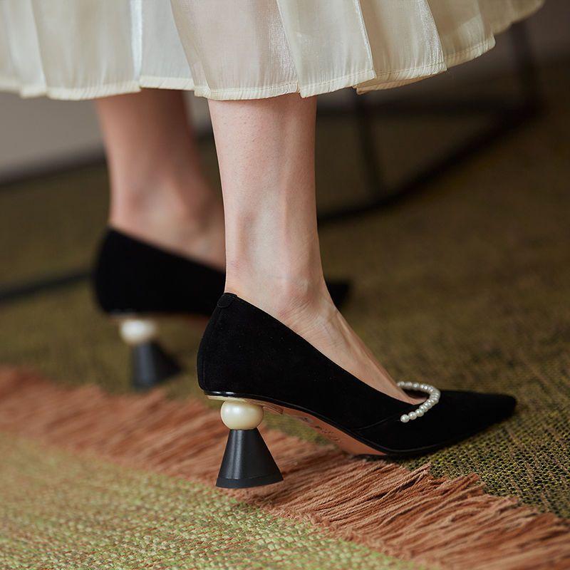 Fashion Pointed Toe White Women's Summer Footwear Shoes for Woman 2024 Pumps Pearl High Heels Black On Heeled Wedding Bride Shoe 39 Y2k