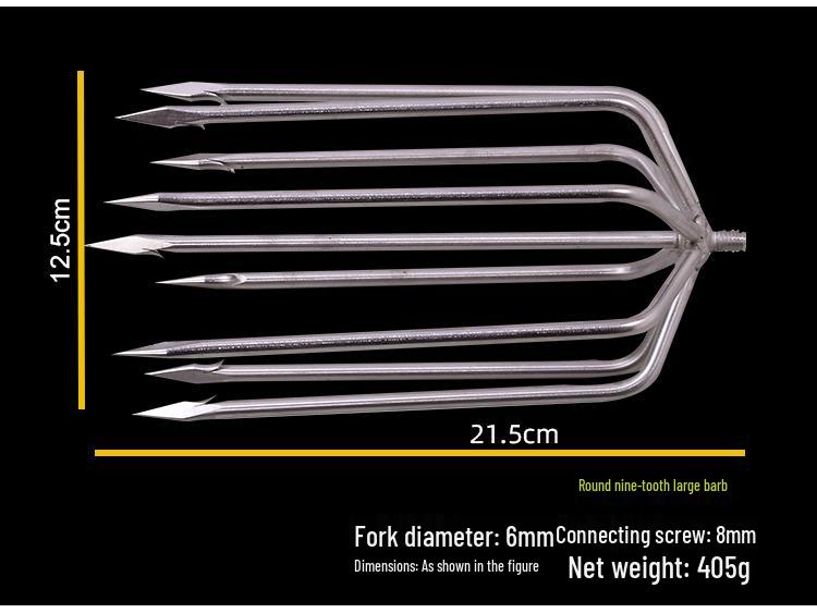 Stainless Steel Multi-functional Barbed Fish Spear Head - Handmade Flat Fork Lantern Design