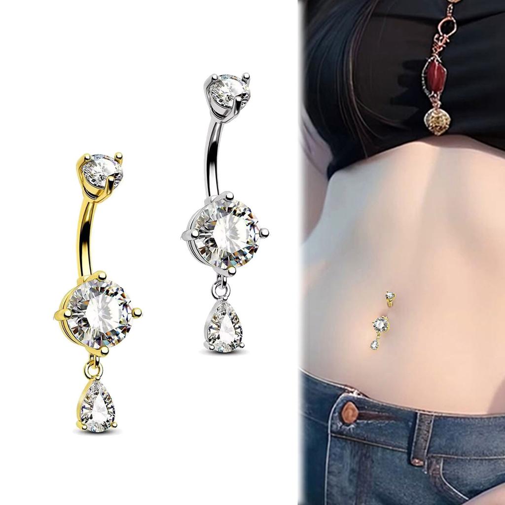 Double Headed Round Drop Zirconia Belly Button Pendant Jewelry