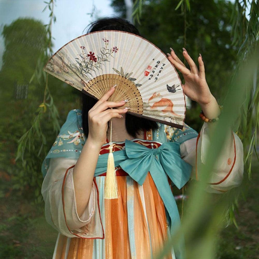 Bamboo Skeleton Hand Hand  Fan Traditional Craft Hanfu Dance Fan  Home Decoration Ornament Craft