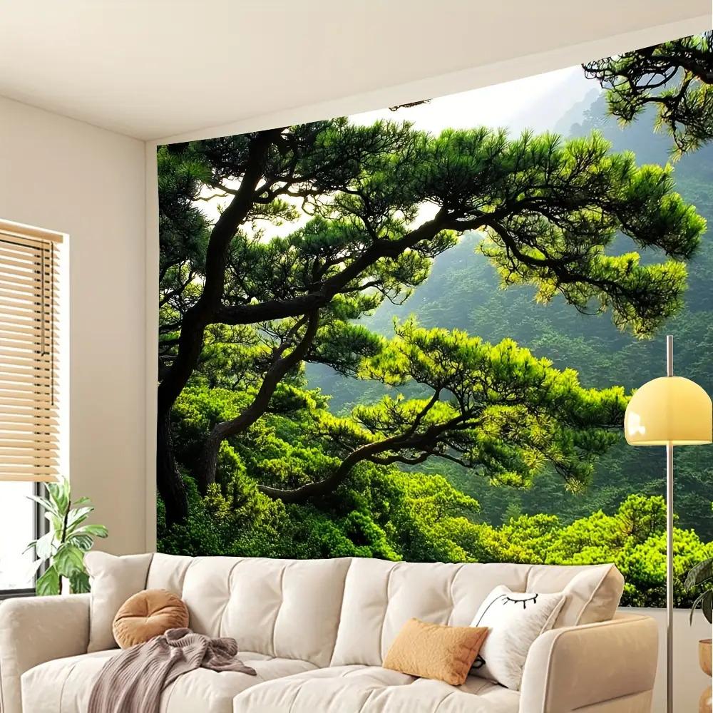 Green Pine Tree Forest Mountain View Nature Landscape Wall Tapestry Art Decor Home Interior Design Living Room Bedroom