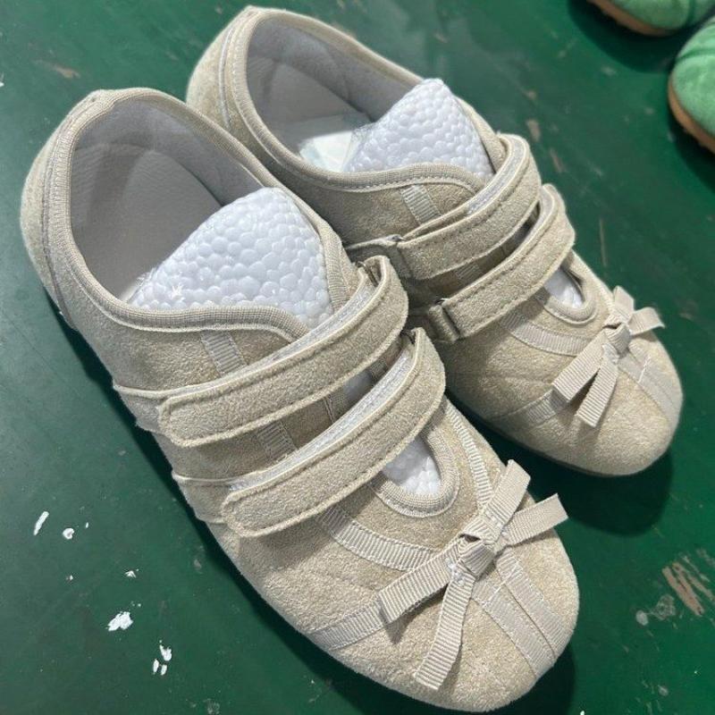 Fashion Flat Single Shoes Summer New Round Head Cow Suede Butterfly Knot Soft Sole Anti-slip Wear-resistant Low-top Shoes