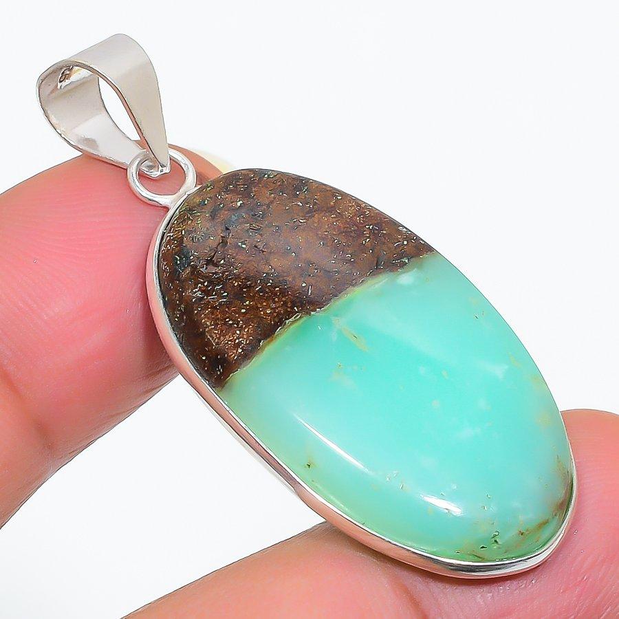 

Natural Chrysoprase Gemstone 925 Sterling Silver Jewelry Pendant 1.81 q7j08