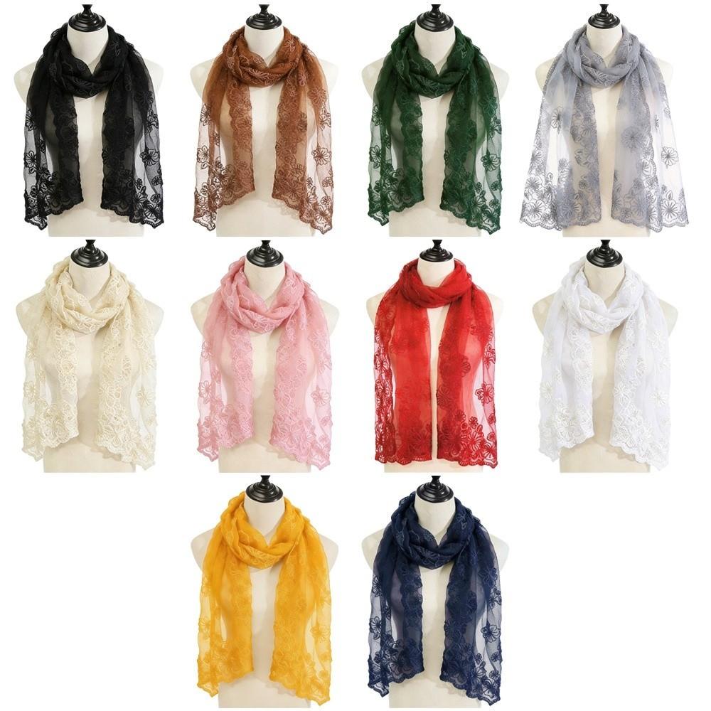 Thin Women's Lace Scarf Long Female Headscarf Literary Summer Sunscreen Shawl