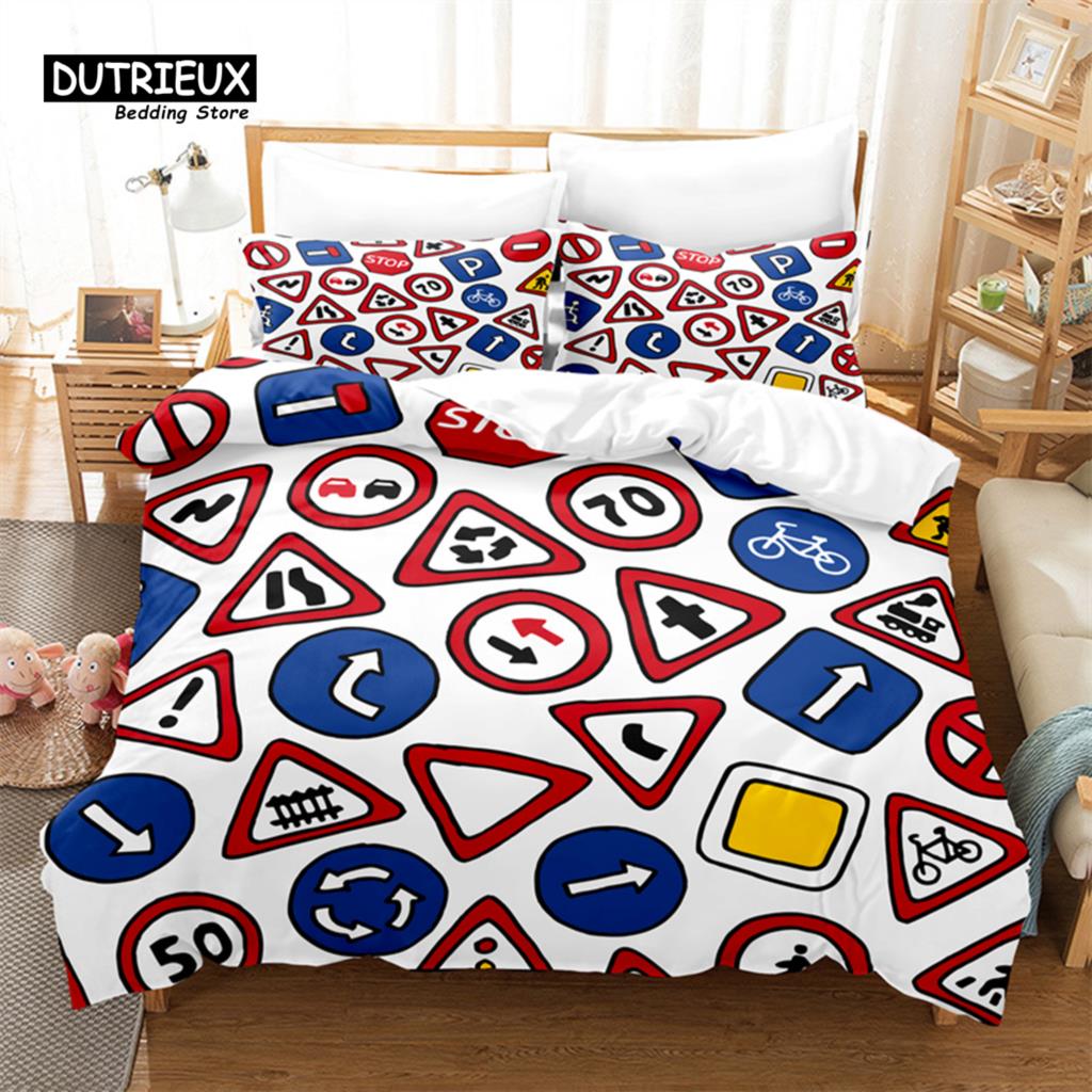 

Комплект постельного белья с изображением мультяшной машинки, комплект из 3 пододеяльников, мягкий, удобный, дышащий пододеяльник, для декора спальни и гостевой комнаты EU single(135x200cm)