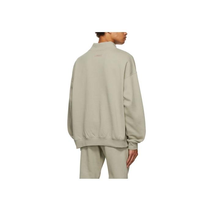Fear of God Essentials Flocking Logo Long Sleeve Fleece Pullover Sweatshirt Men Sweatshirt Heather-Green FOG-SS22-254