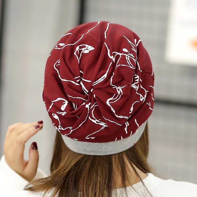 Pure cotton winter hat women's velvet warm scarf dual-purpose windproof pullover hat women's