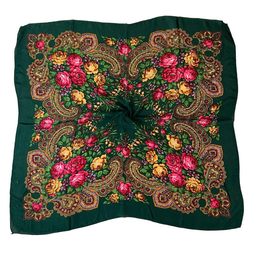Yunnan Floral Headscarf for Elderly Women, Russian Ethnic Style, Lightweight, Ideal for Work