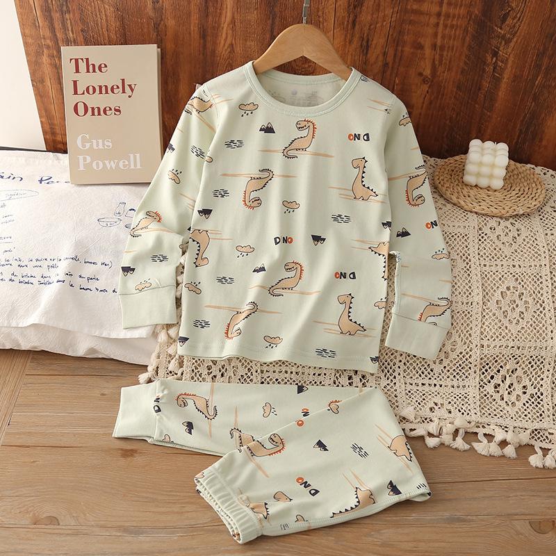 Kids' Autumn Korean Style Pajamas: Cartoon Cotton Home Wear Set for Boys and Girls