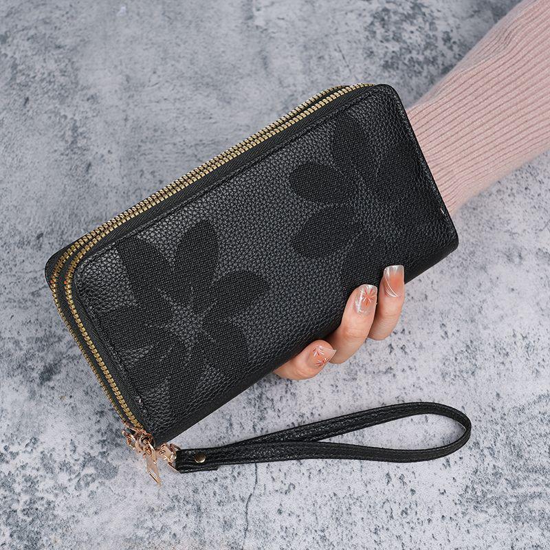 Vintage Doppelreißverschluss-Geldbörse: Geräumige, mehrlagige Handy- und Geldbörse mit Kartenhalter