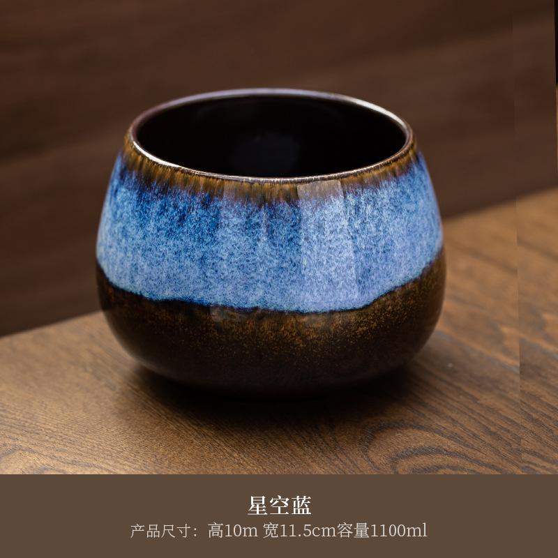 Kiln Change Green Glaze Premium Ceramic Large Tea Residue Bowl Tea Water Separation Tea Rinse Basin for Gongfu Tea