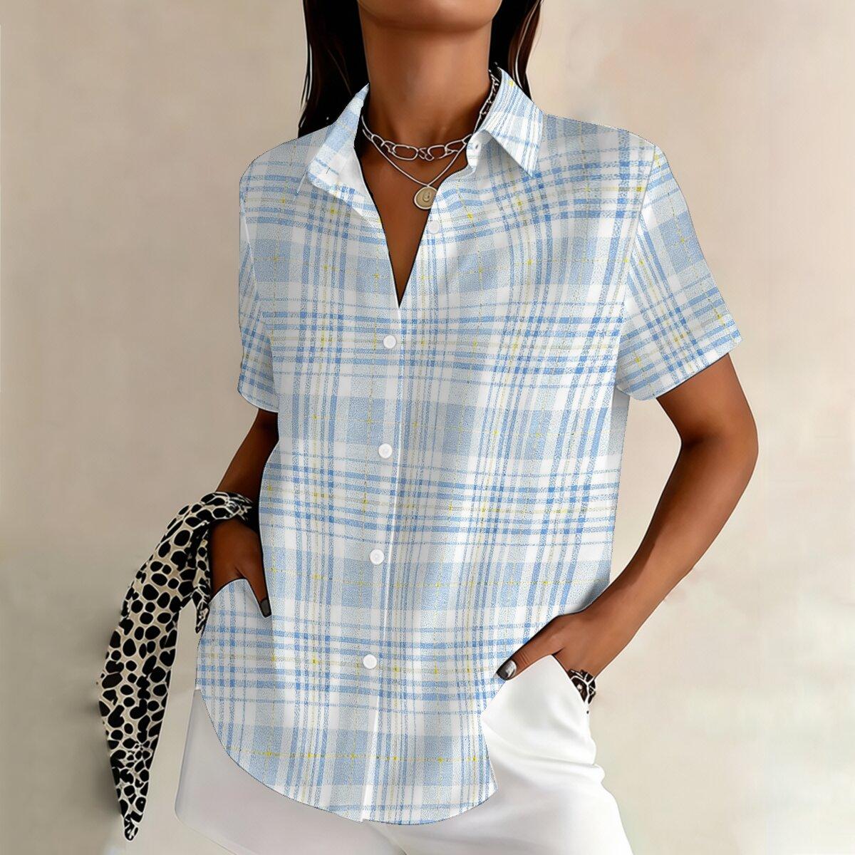 Summer Women s Plus Size Lapel Short Sleeved Shirt Fashionable Casual Daily Versatile Top S