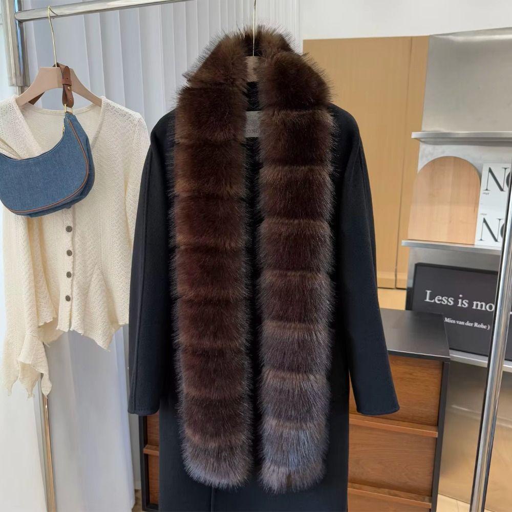 Imitation Mink Fur Long Faux Fur Scarf Thick Shawl Wrap Fleece Neck Gaiter Fluffy Scarf Winter