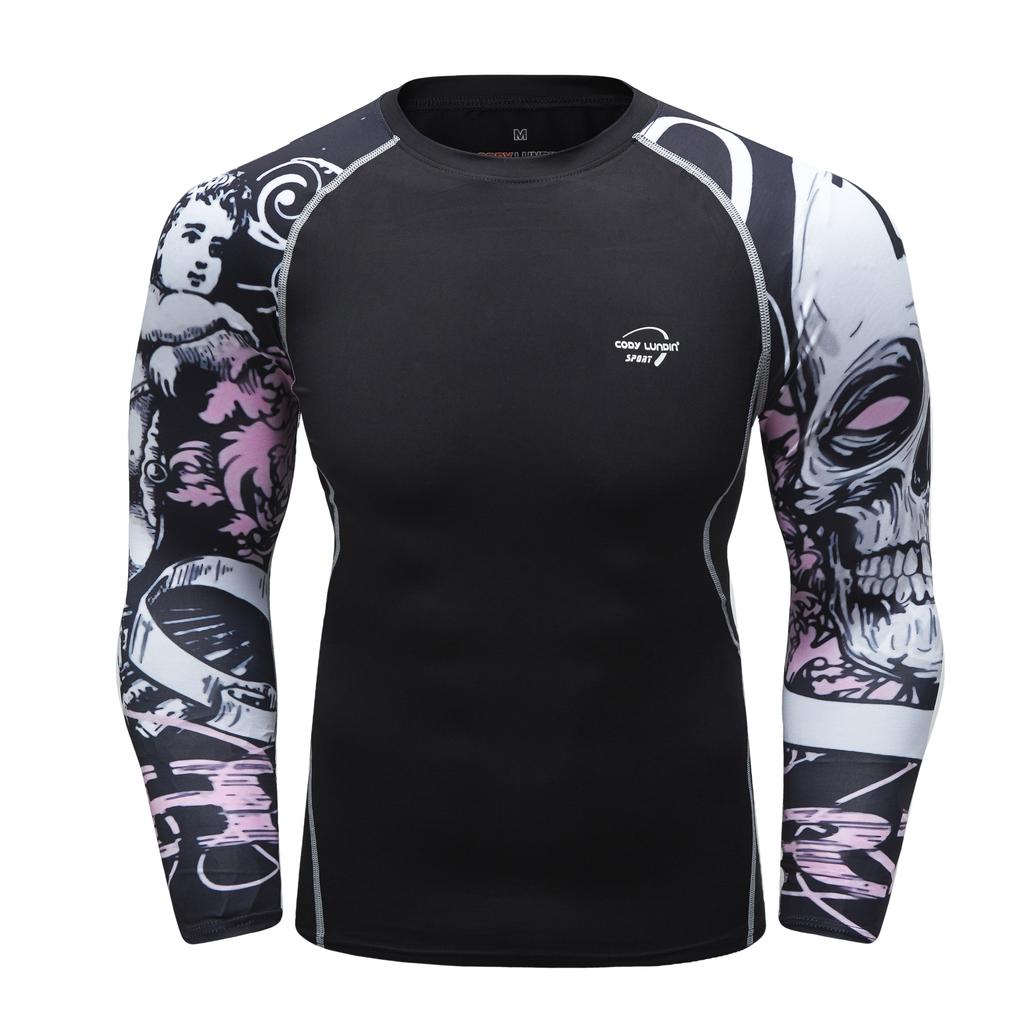 Cody Lundin Polyester Spandex 3d Print Compression T Shirts Sublimated MMA Rash Guard Surf Long Sleeve Boxing Gym Fitness Tops