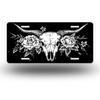 Black And White Cow Skull Aluminum License Plate | 6×12 Inches, Perfect for Personalizing Your Car with a Humorous Touch,