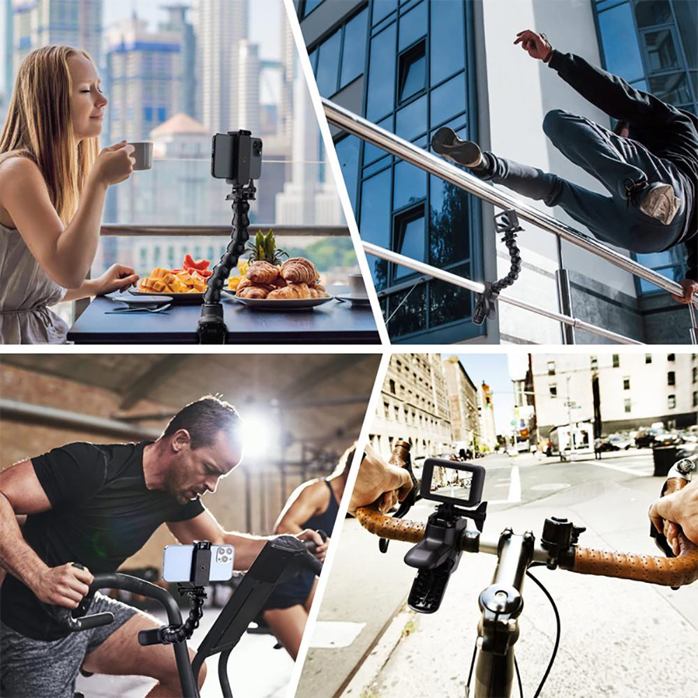 Flexible Gooseneck Clamp Mount Adjustable Flex Arm Clip Holder Universal Sports Camera Stand For GoPro Hero 7 8 9 10 11 12 Action Cam Accessory