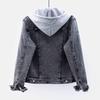 Women's Winter Slim Denim Jacket with Lambswool Lining - Stylish, Versatile Korean Style Coat
