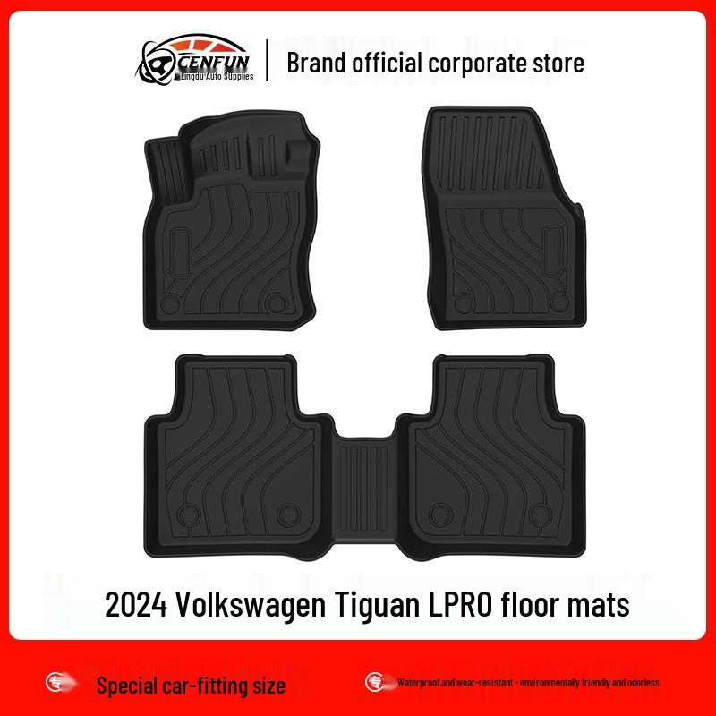 Volkswagen Tiguan L/PRO 2024 TPE Floor & Trunk Mats, Carbon Fiber Backrest Pad, Galaxy Carpet
