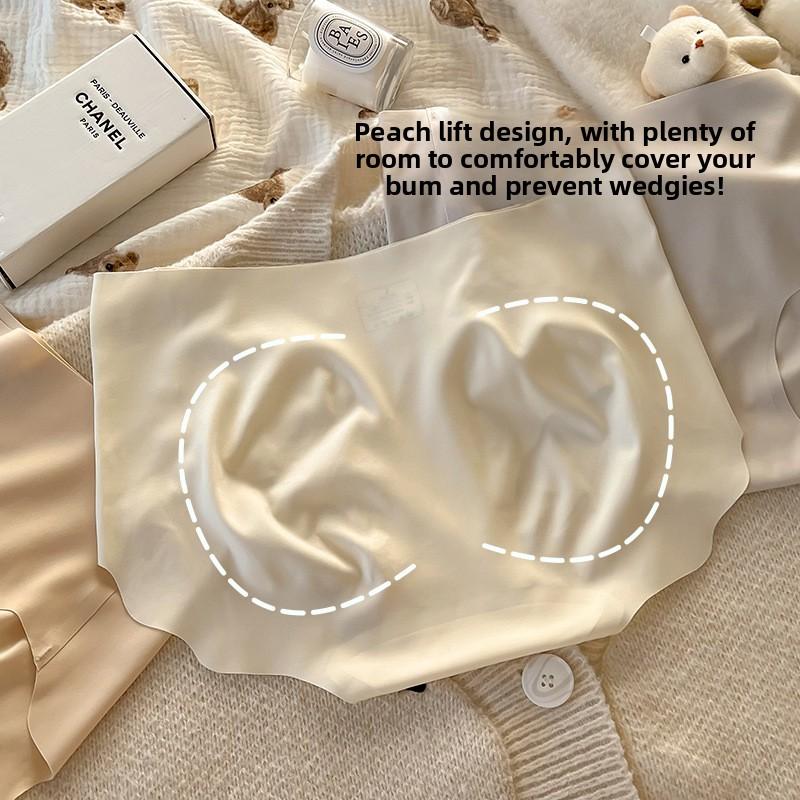 Women's Summer Thin 10A Antibacterial Breathable Ice Silk Cool Feeling High Elastic Non Trace Milk Skin Mid Waist Underwear