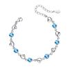 Women Fashion Bracelet Heart Rhinestone Charm Chain Bracelet Zinc Alloy Bracelet Wrist Jewelry for Valentine's Day Birthday Party