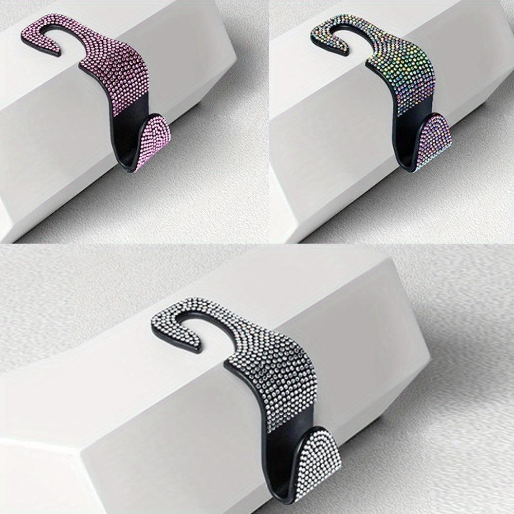 3 Pieces Diamond Pendant Car Hooks - Creative Backrest Hidden Hooks, Easy Install for Car Interior Decor