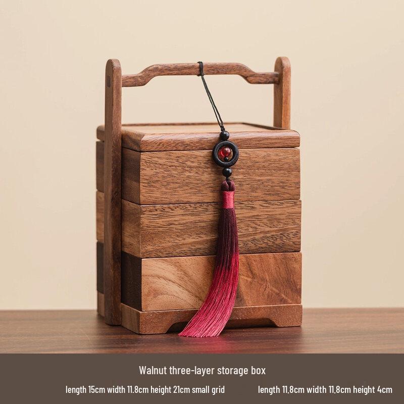 Abay Walnut Wood 3-Tier Dried Fruit & Snack Basket