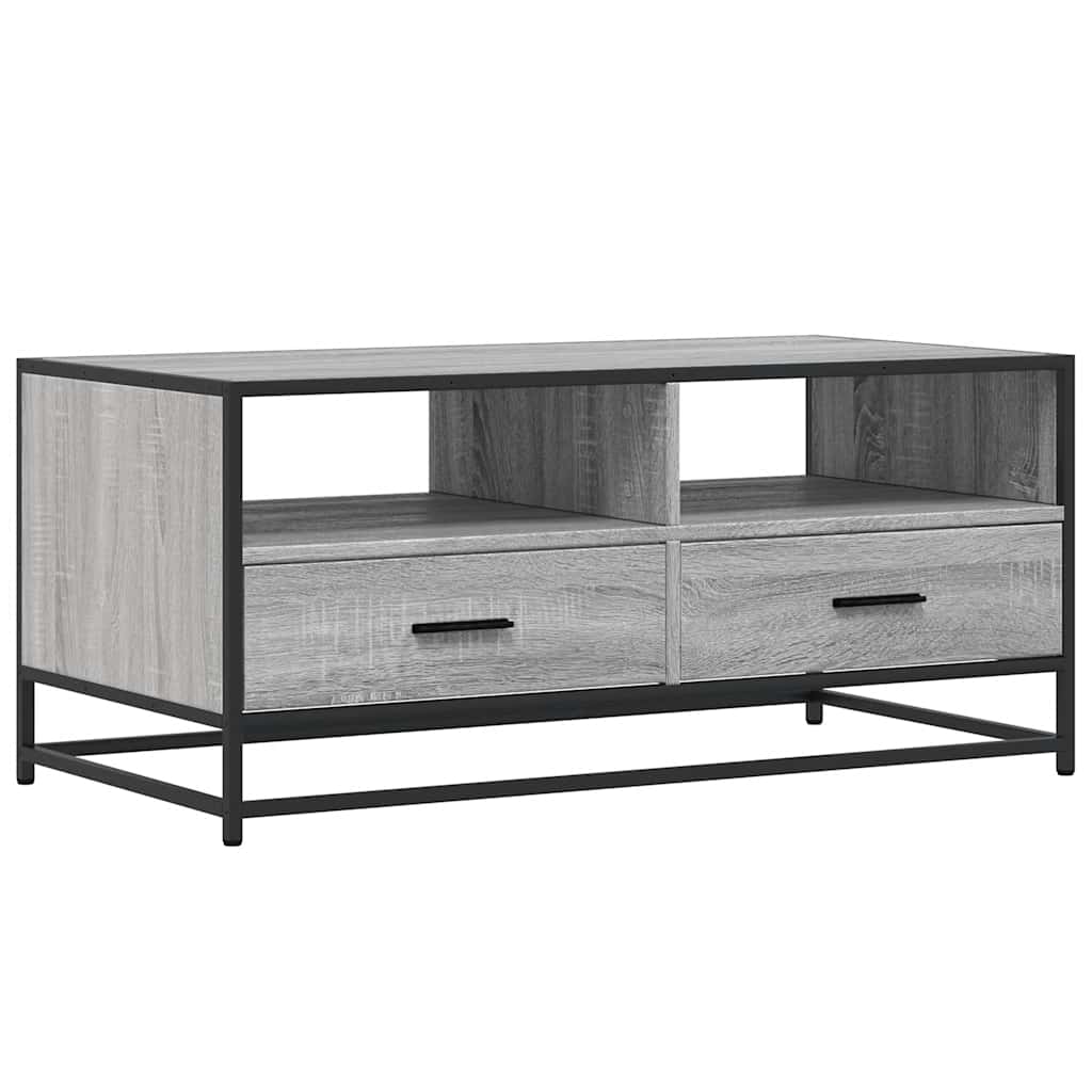 Coffee Table Gray Sonoma 100x50x45 Cm Particleboard and Metal