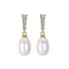 Natural freshwater real pearl stud earrings femininity Korean Tremella retro water drop versatile classic wind earrings for mother